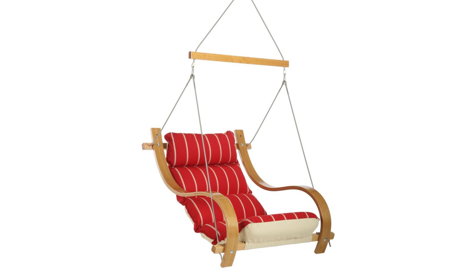 Royal Red Stripe Single Swing With Oak Arms
